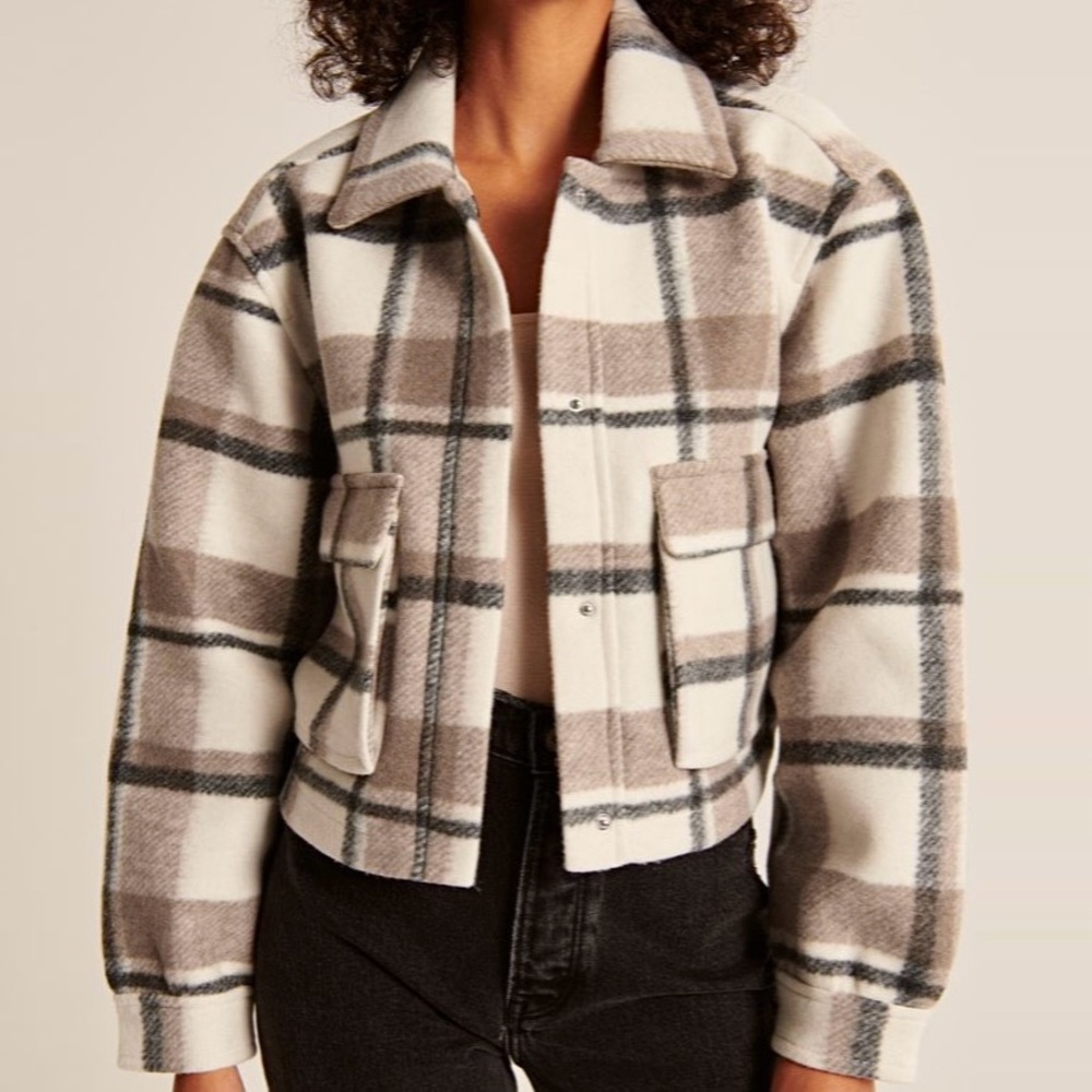 Abercrombie Cropped Wool-Blend Shirt Jacket